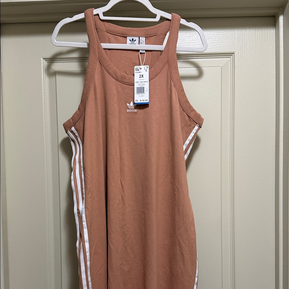 Adidas Brown Tank Dress with White Accents